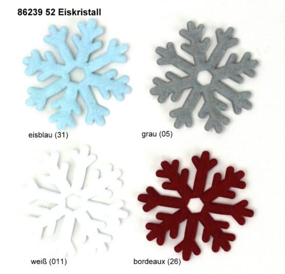 Eiskristalle 32 + 52mm, aus Filz ausgestanzt - weihnachten, filzaccessoires