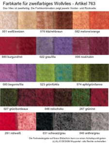 Farb&uuml;bersicht -