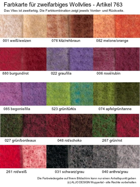 zweifarbiges Wollvlies 150 mm breit, 5 m Rolle - wollvlies, wollprodukte